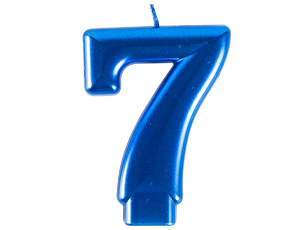 1502-6111 Свеча -цифра "7" Синяя 8см/G