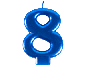 1502-6112 Свеча -цифра "8" Синяя 8см/G
