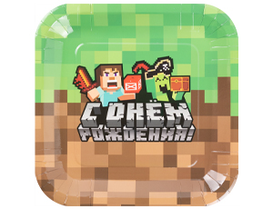 1502-6174 Тарелка бум С ДР Пиксели 23см 6шт/G