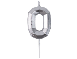 1502-6523 Свеча -цифра "0" Диамант Серебро 4,5см/V