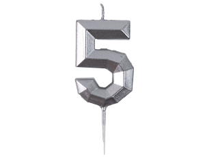 1502-6528 Свеча -цифра "5" Диамант Серебро 4,5см/V
