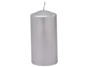 1502-6542 Свеча Столбик 5х10см серебряная/G