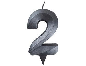 1502-6577 Свеча -цифра "2" Грань черный жемчуг 7см