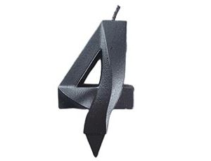 1502-6579 Свеча -цифра "4" Грань черный жемчуг 7см