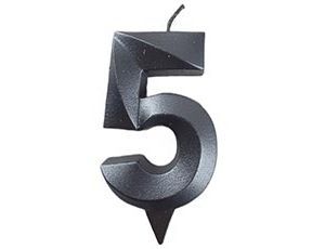 1502-6580 Свеча -цифра "5" Грань черный жемчуг 7см