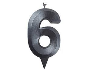 1502-6581 Свеча -цифра "6" Грань черный жемчуг 7см