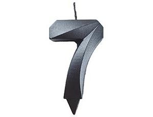 1502-6582 Свеча -цифра "7" Грань черный жемчуг 7см