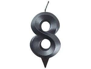 1502-6583 Свеча -цифра "8" Грань черный жемчуг 7см