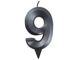 1502-6584 Свеча -цифра "9" Грань черный жемчуг 7см