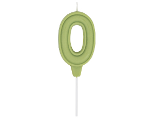 1502-6644 Свеча -цифра "0" Праздник зелен паст 6см