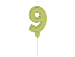 1502-6653 Свеча -цифра "9" Праздник зелен паст 6см
