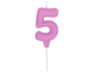 1502-6669 Свеча -цифра "5" Праздник розов паст 6см