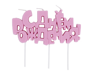 1502-6677 Свеча на пиках С ДР розовая пастель