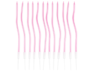 1502-6681 Свечи Волна розовые с подст 13см 12шт/G