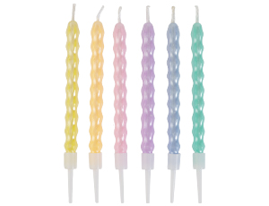 1502-6729 Свечи Косичка Пастель перлам 10см 6шт/G