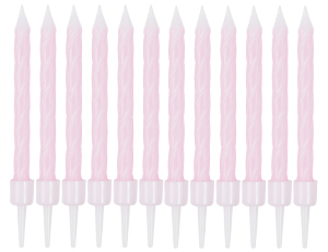 1502-6782 Свечи Спирали с подст Розовые 6см 12шт/G
