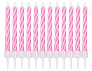 1502-6787 Свечи Спирали с подст Ярко-роз 6см 12штG