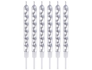 1502-6822 Свечи Цунами Серебро 10см 6шт/G