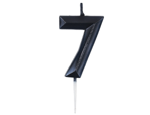 1502-6861 Свеча -цифра "7" Диамант черная 4,5см/V