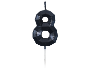 1502-6862 Свеча -цифра "8" Диамант черная 4,5см/V