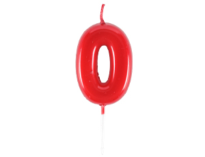 1502-6864 Свеча -цифра "0" Красная 4,5см/V