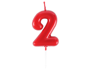 1502-6866 Свеча -цифра "2" Красная 4,5см/V
