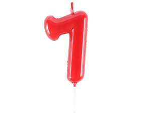 1502-6871 Свеча -цифра "7" Красная 4,5см/V