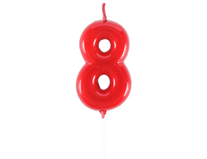 1502-6872 Свеча -цифра "8" Красная 4,5см/V