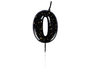 1502-6885 Свеча-цифра "0" Черные брызги 5,6см
