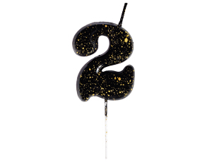 1502-6887 Свеча-цифра "2" Черные брызги 5,6см
