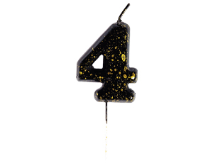 1502-6889 Свеча-цифра "4" Черные брызги 5,6см