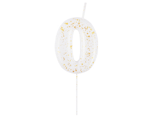 1502-6895 Свеча-цифра "0" Белые брызги 5,6см