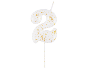 1502-6897 Свеча-цифра "2" Белые брызги 5,6см