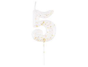 1502-6900 Свеча-цифра "5" Белые брызги 5,6см