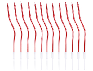 1502-6906 Свечи Волна красные с подст 13см 12шт/G