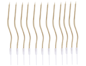 1502-6909 Свечи Волна шампань с подст 13см 12шт/G