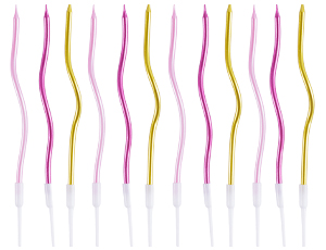 1502-6911 Свечи Волна Розовый Микс 13см 12шт/G