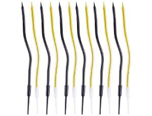 1502-6913 Свечи Волна Микс черн/золото 13см 12шт/G