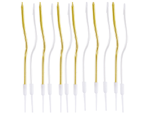 1502-6914 Свечи Волна Микс бел/золото 13см 12шт/G