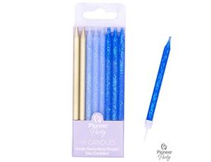 1502-6956 Свечи Голубой Микс блеск 7,5см 16шт/Q