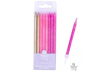 1502-6957 Свечи Розовый Микс блеск 7,5см 16шт/Q