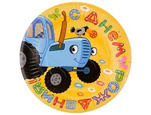 1502-6981 Тарелка С ДР Синий Трактор 18см 6шт/ДБ