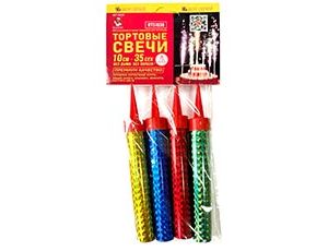 1502-6989 Свеча-Фонтан Цветное Пламя 10см 35сек4шт