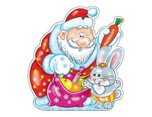 1505-2243 Плакат Зайчик и Дед Мороз 25х23см