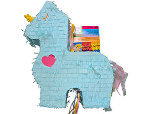 1507-2243 Пиньята Единорог голубой с лентами