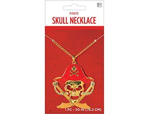 1508-0208 Кулон Пират золотой/красный 76см/A