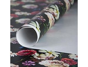 1509-0090 Бумага упак Цветы крупн на черн 67х99см