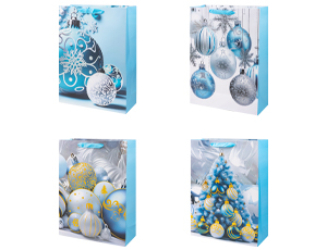 1509-1433 Пакет бум НГ Шары голубой микс 30х40см/G