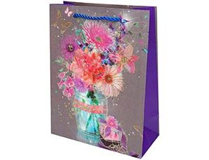 1509-1504 Пакет бум Букет в вазе блеск 18х23см