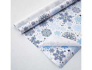 1509-1591 Бумага Крафт Снежинки на белом 100х70см